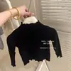 Colección Primavera 2026: Camiseta Unisex de Manga Larga con Cuello Semi Alto, Color Sólido, para Niños Pequeños y Bebés, Ropa Interior Infantil, Ropa para Niñas