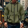 Sudadera con capucha y mangas largas de color liso y bloques de color para hombre, superventas transfronteriza, con cordón y cierre de cremallera, en un estilo deportivo casual de color liso