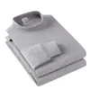 Conjunto de ropa interior térmica 100% algodón puro para otoño e invierno, a prueba de frío, cuello medio, capa base, camiseta térmica de algodón, ropa interior térmica para hombre