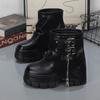 Botas de Malla Casual Versátiles con Suela Gruesa para Aumentar la Altura Interior 10-12 cm, Botas para Mujer, Botas Ajustadas, Botas de Algodón con Forro de Felpa para un Aspecto Más Alto y Delgado