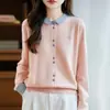 Jaqueta Suéter de Tricô de Lã Simples com Corte Slim para Mulheres, Estilo Novo Outono 2025, com Gola Polo Color Block
