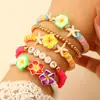 Pulsera elástica de estilo académico transfronterizo, colorida, de arcilla suave, con elementos marinos, juego de pulsera con flor de cinco pétalos, estrella de mar, cuenta redonda
