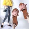 Verão 2020 Transfronteiriço simples cor sólida madeira orelha chinelos femininos sapatos baixos casuais sandálias femininas de comércio exterior