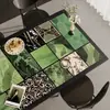 Mantel de Mesa de Comedor con Ilustración Estilo Medieval, Serie Verde, Impermeable, Resistente al Aceite, Lavable, Tapete Protector de Escritorio, Resistente al Calor, Tapete Resistente a Altas Temperaturas