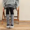 Zapatos y calcetines para niñas, con diseño de lazo y volantes, engrosados para abrigar en otoño e invierno, con estampado de rosas retro, adecuados para niños y bebés