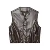 Para Comercio Exterior Europeo y Americano Transfronterizo Ropa de Mujer Aliexpress Nueva Chaqueta Chaleco Sin Mangas de Cuero Mate para Ceñir la Cintura