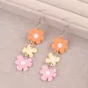 Pendientes Estilo Vacaciones Pendientes de Flor de Acrílico Largos de Girasol Color Caramelo Frescos Pendientes Colgantes Joyería para Orejas para Mujeres