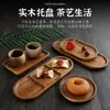 Bandeja de Madeira para Lanches, Bandeja de Chá Estilo Japonês, Utensílios de Madeira Domésticos em Madeira Maciça, Prato de Madeira Retangular para Bolo