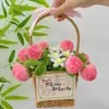Cesta de Flores de Fresa Flor Retorcida DIY Regalo Hecho a Mano Kit de Materiales de Mano Decoración Creativa de Escritorio Regalo para Mejor Amiga Flores
