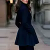 Abrigo de mujer de color liso con solapa, doble botonadura y manga larga, modelo nuevo de otoño e invierno para comercio exterior transfronterizo europeo y americano 2026