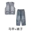 Roupas de moda infantil hip hop, calças jeans hip hop, colete retrô, terno para meninos, roupas de performance hiphop para crianças, meninas