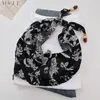 Bufanda de Gasa Estampada Suave Hecha a Mano con Perlas para Mujer, Delicado Pañuelo para Sesión de Fotos Estilo Bosque Pastoral, Bufanda Delgada Decorativa