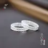 Anel de Moeda Oca Banho de Prata com Cobre para Trazer Riqueza Anel de Dinheiro Círculo Completo Anel para Dedo Indicador Anel Estilo Casal para Mulheres