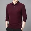 Camisa Polo Gruesa de Punto con Forro Polar de Invierno para Hombres de Mediana Edad y Mayores, Top Cálido Casual con Diseño Falso de Dos Piezas para Papá
