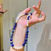 Collar de Cadena para Clavícula con Diseño de Perlas de Agua Dulce Naturales y Lapislázuli de Alta Calidad