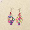 Pendientes especiales de línea colorida de estilo étnico de pavo real para mujer, con diamantes de imitación, retro, personalidad, combinables con todo, pendientes de gota de agua, pendientes de viaje de Yunnan