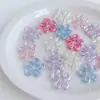 Flor de Cinco Pétalos Hueca Chapada en UV Color Degradado Acrílico Joyería DIY Agujero Vertical Cuentas Materiales para Bolígrafos