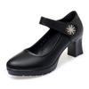 Zapatos de Modelo Cheongsam Suela Suave Tacón Alto No Cansan el Pie Zapatos de Una Capa Zapatos Profesionales de Trabajo Tacón Grueso Punta Redonda Impermeable Plataforma Zapatos de Mujer