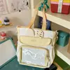 Bolsa Tote Cor Mistura de Pêssego e Rosa Cereja, Bolsa de Ombro Transversal para Ensino Médio e Fundamental, Bolsa para Aulas de Reforço, Bolsa Grande de Alta Capacidade Estilo Fresco para Alunos do Ensino Fundamental