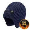 Chapéu de Proteção para Ouvido da Moda de Inverno Chapéu Quente para Ciclismo Frio Circunferência da Cabeça Grande Chapéu de Lã Chapéu de Tricô Masculino Baotou com Forro de Lã