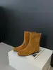 Botines Western Vintage Chuyuji para Mujer, Botas de Tacón Apilado, Botas Vaqueras de Gamuza, Nuevo Estilo Otoño/Invierno 2026, Botines de Media Caña que Aumentan la Altura