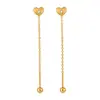 Nuevos Pendientes Largos Dorados con Borlas Estilo Coreano Ins para Mujer, Elegantes y de Moda, Pendientes de Acero de Titanio de Alta Gama con Incrustaciones de Diamantes en Forma de Corazón