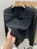 Suéter de punto con cuello polo y manga larga para mujer, nuevo estilo otoño 2026, suéter de solapa ajustado de espiga, top de capa base