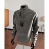 Sudadera de cuello en V a rayas cruzadas estilo retro americano para hombre, camiseta de manga larga para otoño e invierno, prenda interior