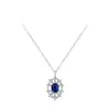 Moda Europea y Americana Plata de Ley S925 Elegantes Pendientes de Girasol Collar Conjunto de Joyería de Zafiro Simple Retro para Mujer Mujeres