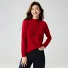 Suéter Sencillo de Cachemira con Patrón de Lichi para Otoño/Invierno para Mujer, Cuello Semi Alto, Versátil, Tejido de Punto Holgado, Prenda Base
