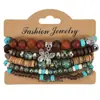 Pulsera de Cowboy del Oeste Nuevo Transfronteriza Personalizada en Forma de U Cactus Sombrero de Vaquero Pulsera Elástica con Perlas Turquesas