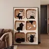 [Personalizado] Pintura Decorativa para Sala de Estar de Gato Estilo Mid-Century, Pintura de Piso de Animales de Dibujos Animados Retro, Pintura para Colgar en la Pared de Fondo del Sofá