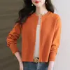 Chaqueta suéter de punto elegante y a la moda con cuello redondo y doble cremallera para mujer, nueva versión coreana de otoño e invierno, corte holgado, cárdigan de punto elegante y versátil