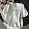 Camiseta de Manga Corta con Estampado de Letras de Marca Ins Trendy Estilo Coreano para Mujer Verano 2025 Holgada y Linda Versátil Estudiante Top de Cuello Redondo