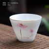 Taza de té de cerámica blanca con esmalte gordo, alta, blanca, de pared delgada, dorada, tazón de té, taza, juego de té kung fu, taza individual, se puede poner logotipo