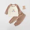 Conjunto de ropa de casa para niños, pijama para recién nacidos, ropa interior térmica para niños y niñas, tops y pantalones de otoño, ropa interior de capa base