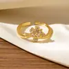 Novo Estilo Anel Aberto Floral Margarida Fresco e Doce, Luxo Leve com Diamantes, Design de Gotejamento de Óleo de Alta Qualidade, Anel Ajustável para Mulheres
