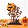 Regalo Creativo de Halloween Letrero de Fantasma de Madera Adorno para Árbol Decoración de Atmósfera Festiva para el Hogar Soporte de Exhibición de Murciélago y Luna