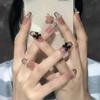 Wearable Nail Patch Long Preto Francês Chain Fake Nail Patch Terminado Nail Patch Wearable Nail Patch
