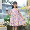 Vestido Sem Manga Infantil, Vestido Colete com Saia Bolha para Menina, Vestido Princesa Fofo para Menininha, Vestido Colete Floral de Verão
