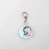 Chaveiro de Desenho Animado Estilo Ins Abraçando a Lua e o Coração Pingente Transparente de Acrílico Personalizado Dupla Face Charme para Bolsa de Casal