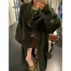 Cárdigan Largo con Cuello Grande para Mujer, Nuevo Suéter de Punto Estilo Perezoso Otoño/Invierno, Suéter Vintage Holgado, Blanco, Talla Única