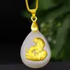 Colgante de jade Hetian con incrustaciones de oro de los doce signos del zodiaco, colgante de gota de agua para pie, colgante de fase dorada, negocio, Festival, venta al por mayor en vivo