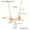 Collar de clavícula de acero inoxidable misterioso con cuentas de mariposa doble de concha natural y diamantes, chapado PVD en oro de 18 quilates, joyería para mujer