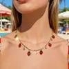 Collar de Fruta Cereza Retro Francés de Alta Venta Transfronterizo para Mujer, Fresa Roja Perla de Imitación Cadena Versátil de Clavícula