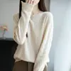 Novedades en prendas de punto para mujer de otoño e invierno: suéter suelto de manga larga para usar como base, con tejido de ochos y cuello redondo, al por mayor