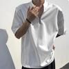 Camiseta Masculina de Verão com Zíper Parcial, Almofada nos Ombros, Manga Curta, Nova Moda de Marca, Perfil de Alto Nível, Camiseta Solta