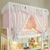 Cama litera de dormitorio estilo encaje para estudiantes cremallera universal floral fresca a prueba de mosquitos cama individual retráctil cortina blackout fuerte