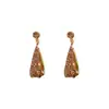 Pendientes Metálicos de Lujo Ligero de Alta Gama Incrustados con Diamantes Pendientes de Personalidad Retro Estilo Mid-Century Pendientes de Moda Tendencia Venta al por Mayor