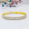 Pulseira de Zircônia Europeia e Americana Banho de Cobre Ouro 18K Pulseira Colorida de Cristal Corrente Tennis Pulseira de Casal para Mulheres